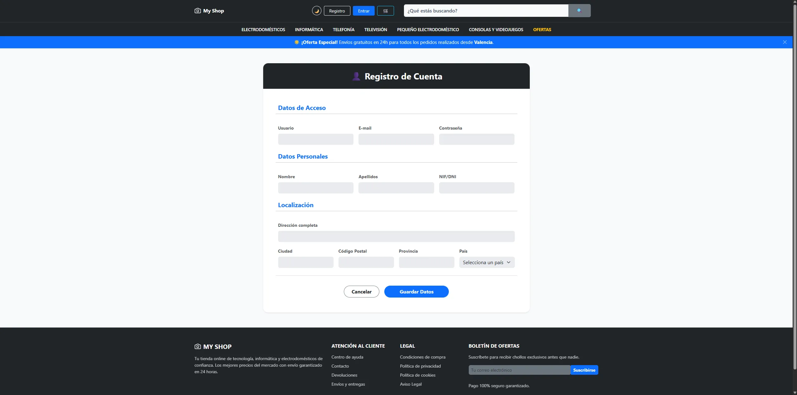 Captura de E-commerce Completo